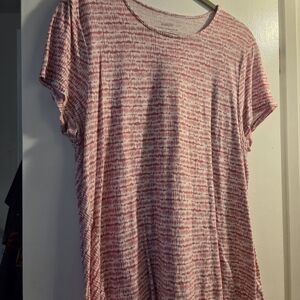 J. Jill Pink and White Short Sleeve Tee